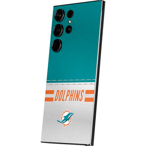 NFL Miami Dolphins White Striped Galaxy S25 Ultra Skin